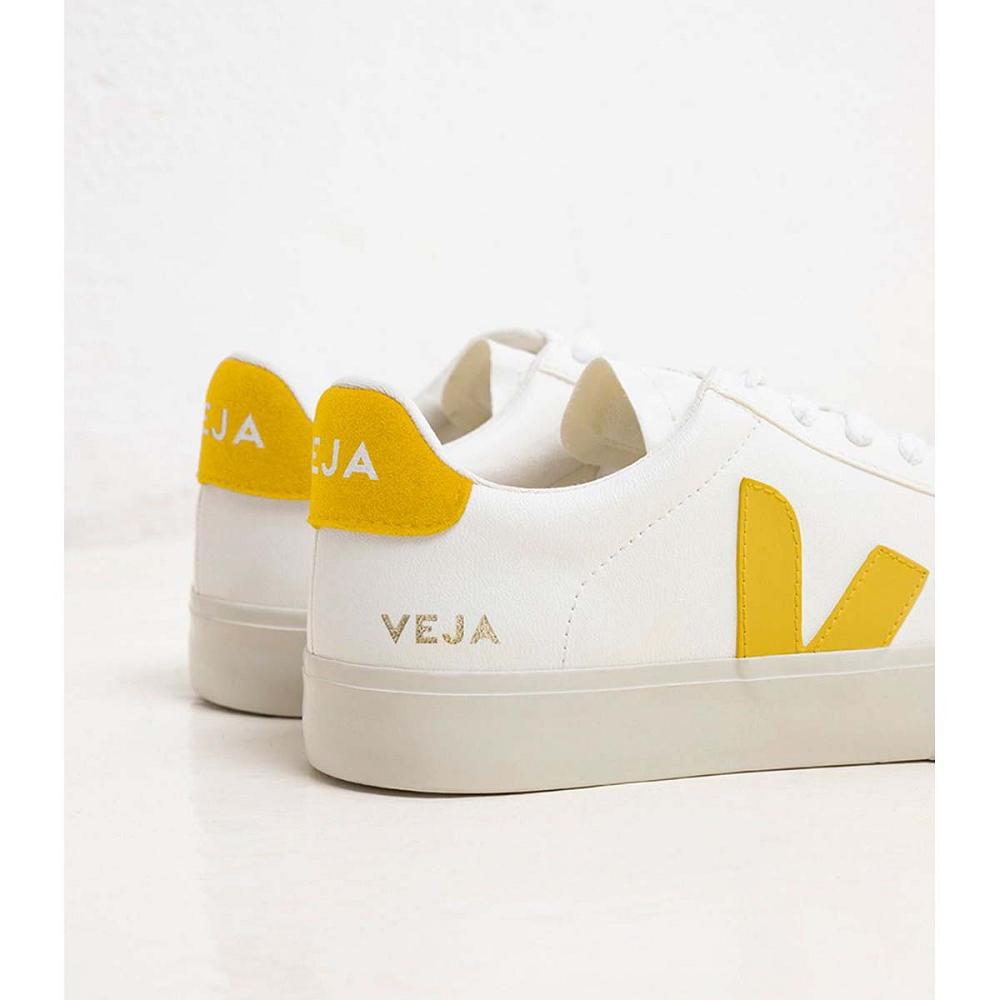 Veja CAMPO CHROMEFREE Men's Low Tops Sneakers White/Yellow | NZ 298QMA